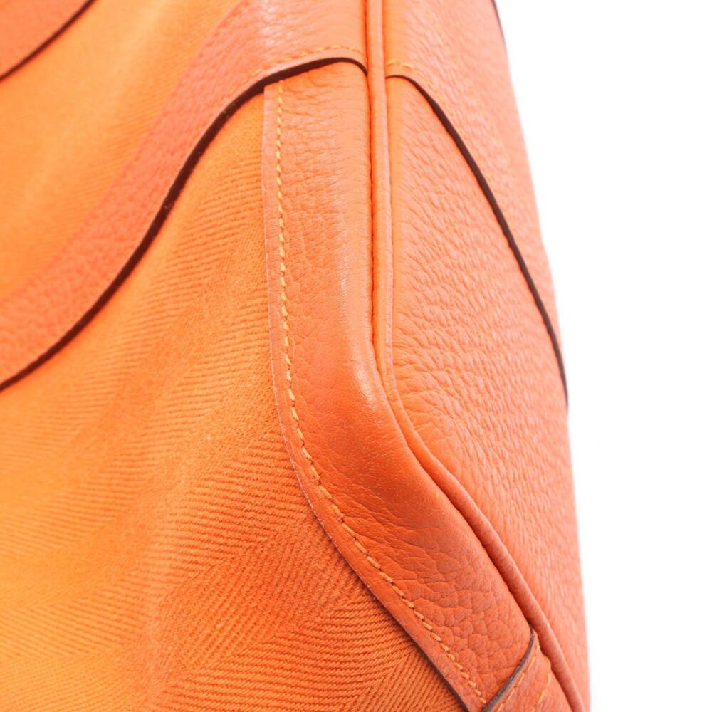 Hermes Garden Party TPM Tote Bag Handbag Leather Toile Chevron Women's Orange - Picture 6 of 11
